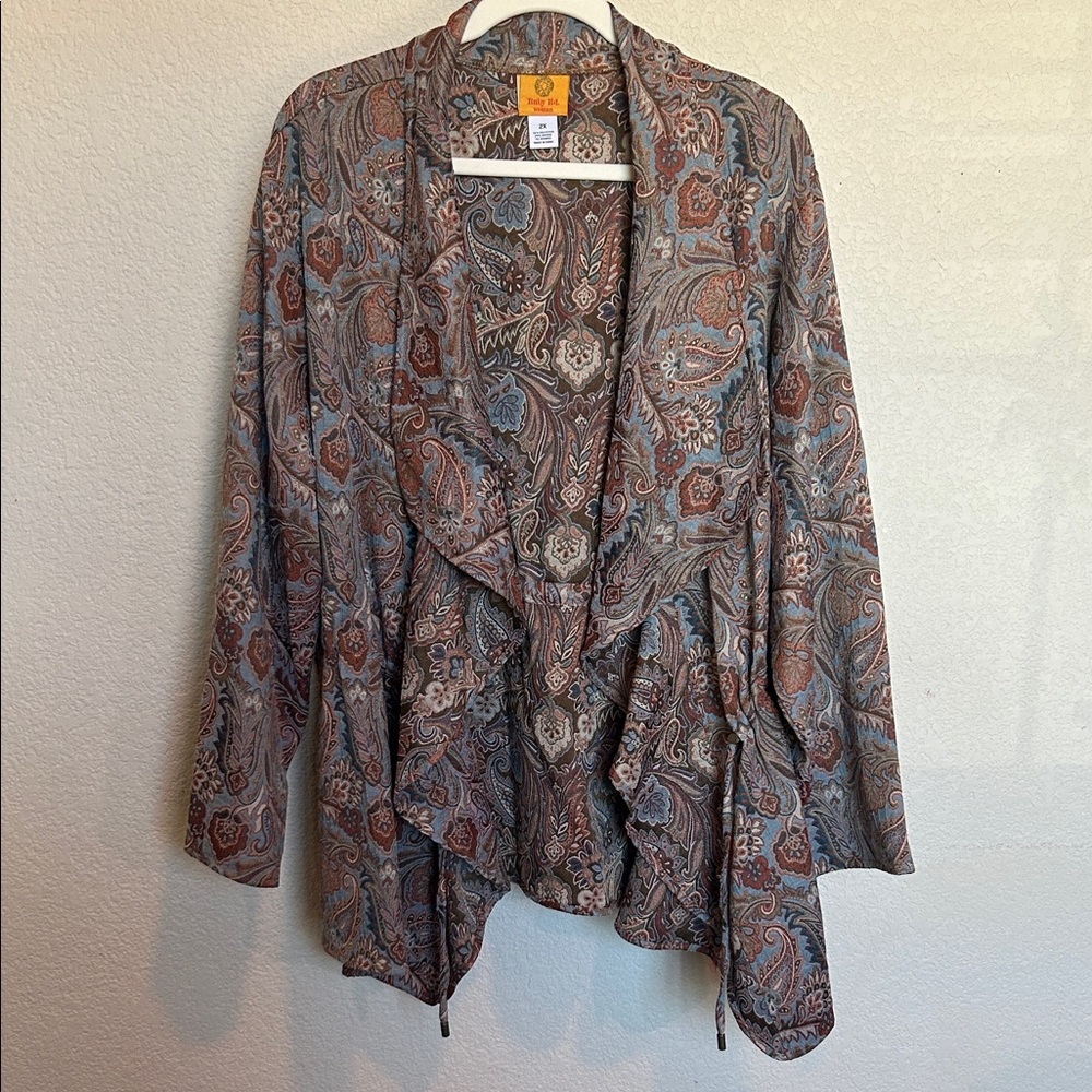 Ruby Rd. Paisley Jacket in Blue and Brown 2X
